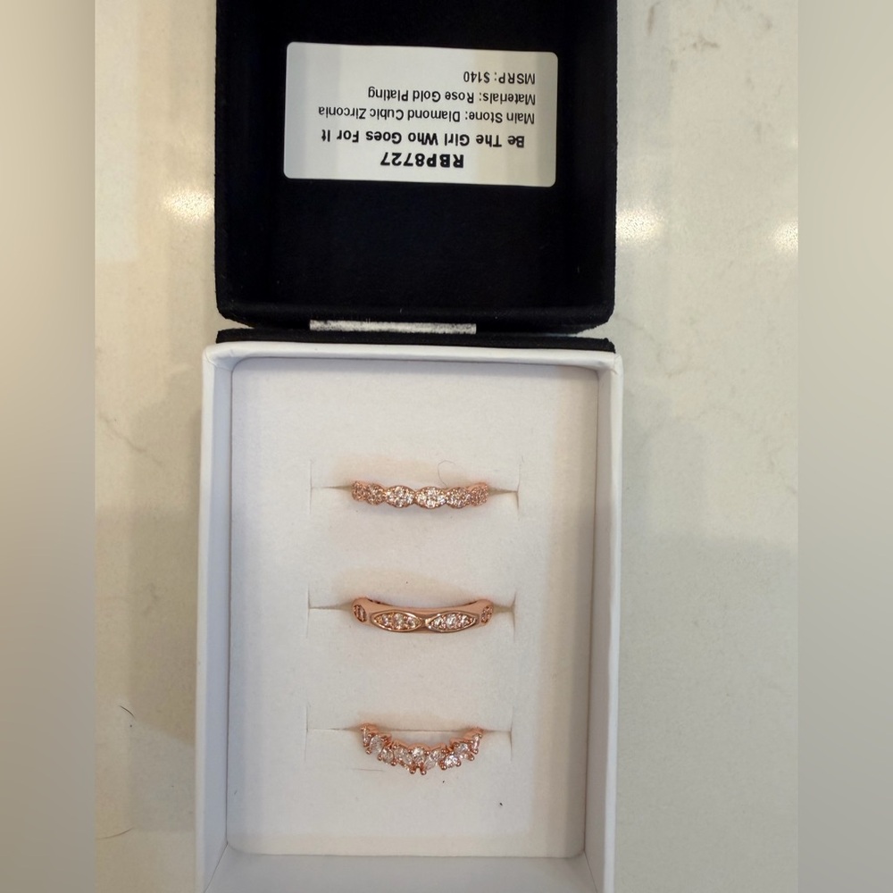 Rose gold elegant collection 3 stack rings. Wear one or all three size 5